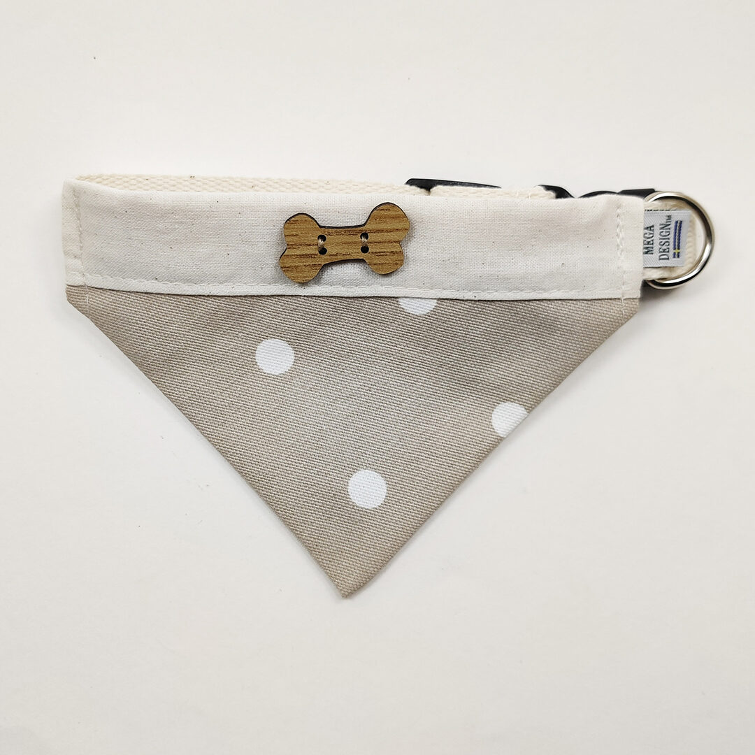 Hundbandana-Beige-Big-Dots-Organic-5